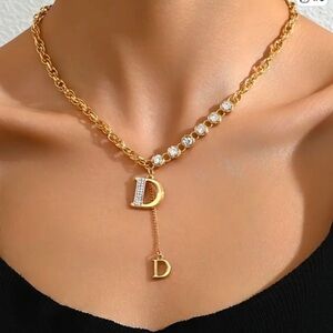 Initial Necklace Letter D Fashion Zirconia Necklace